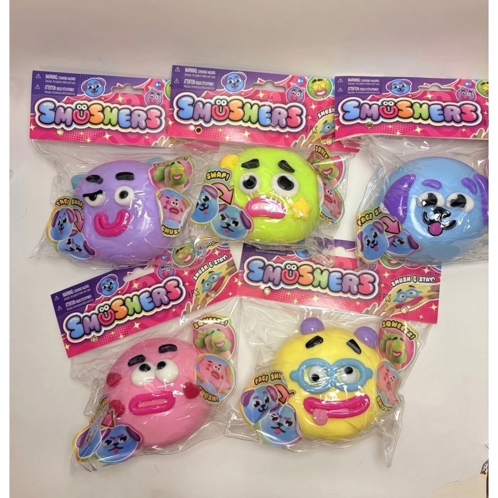 Smushers Squishy Face Swap Squeezy Fidget Sensory Toy Lot of 5 Pack Orb NEW